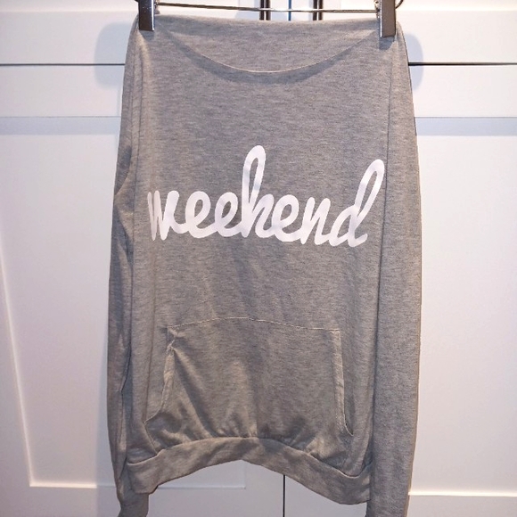 Cute Off The Shoulder Graphic Weekend Sweatshirt - Picture 3 of 7